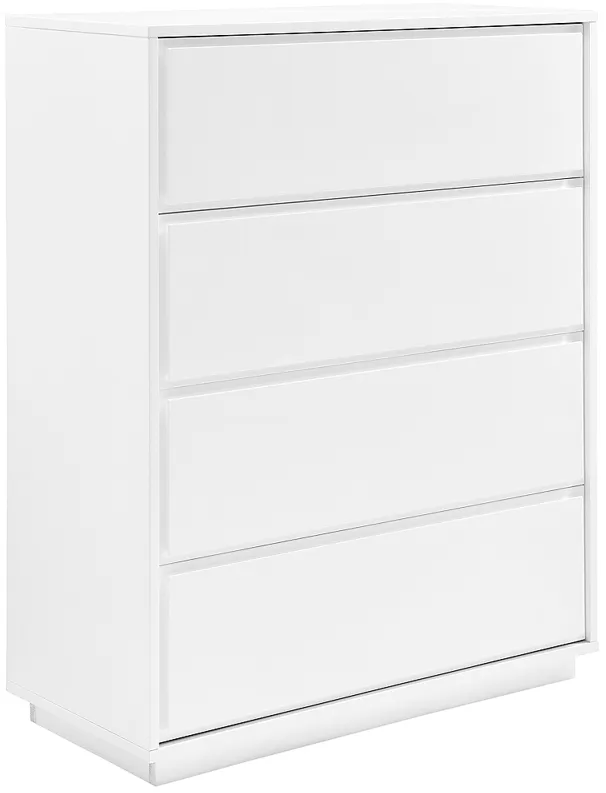Tresero 38" Wide White Lacquer Wood 4-Drawer Chest