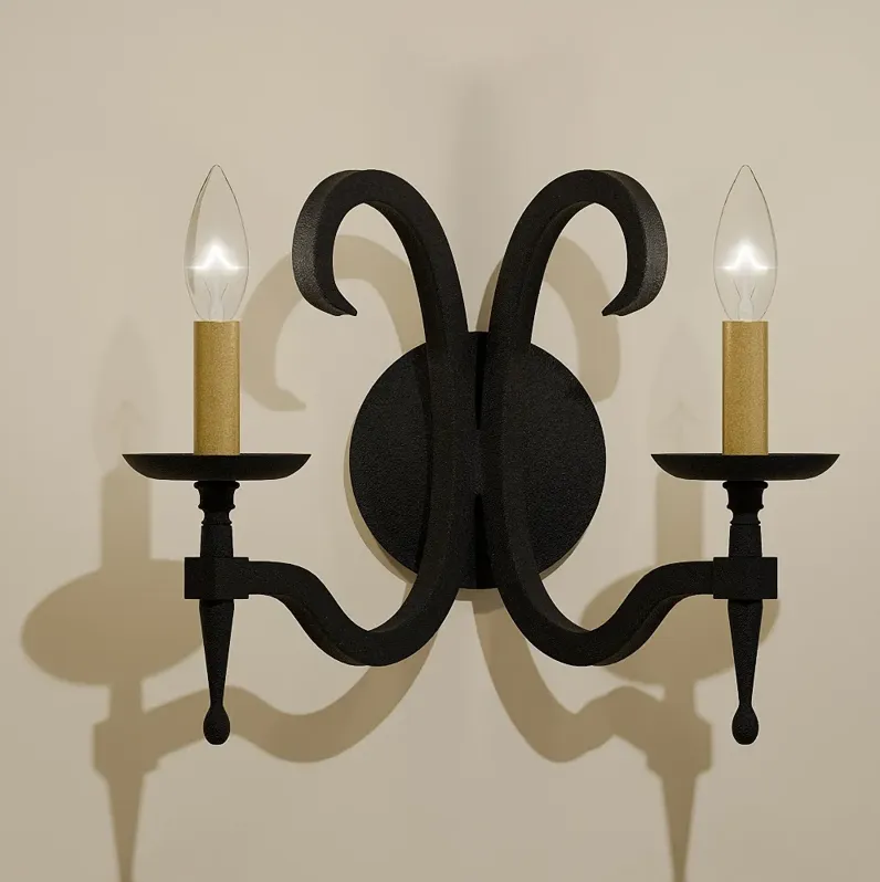 Octavia 2-Light Earth Black Wall Sconce