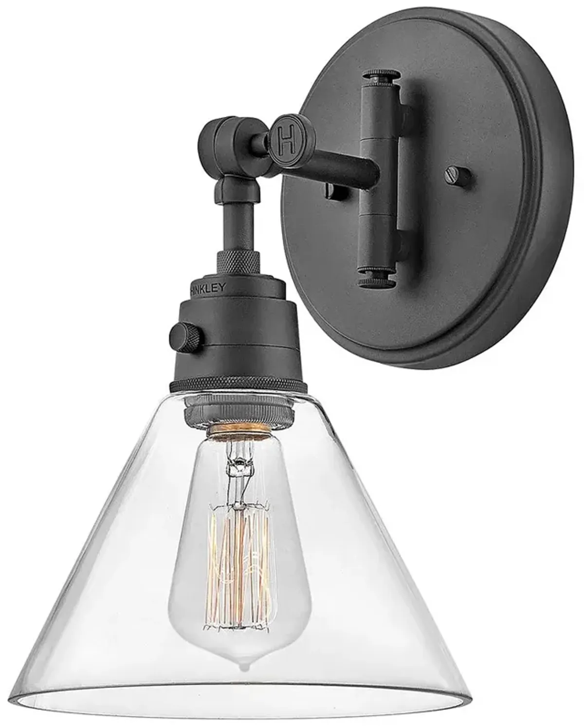 Arti 12 1/4" High Black with Clear Shade Wall Sconce