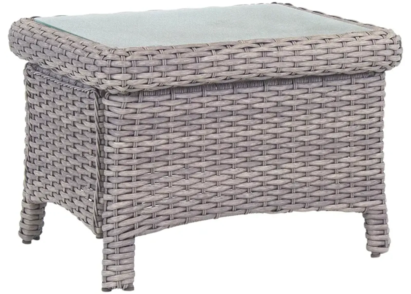 Isla Verde Glass Top and Stone Wicker Outdoor End Table