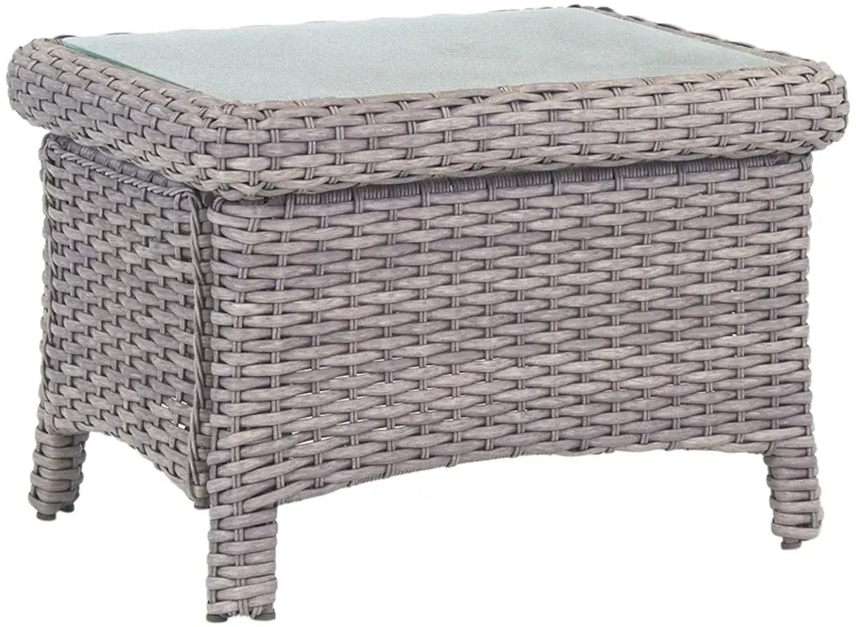 Isla Verde Glass Top and Stone Wicker Outdoor End Table