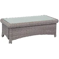 Isla Verde Glass Top and Stone Wicker Outdoor Coffee Table