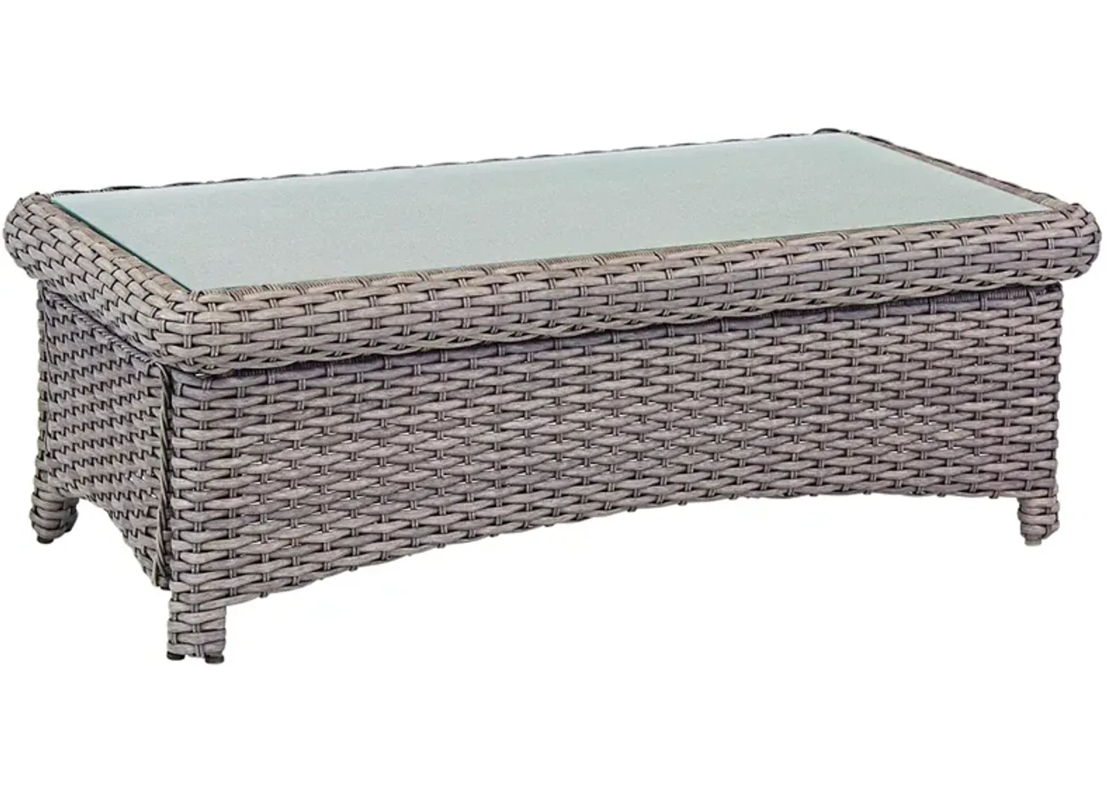 Isla Verde Glass Top and Stone Wicker Outdoor Coffee Table