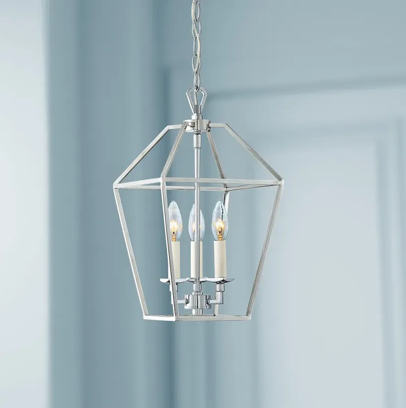 Quoizel Aviary 9 1/2"W Nickel 3-Light Steel Cage Chandelier