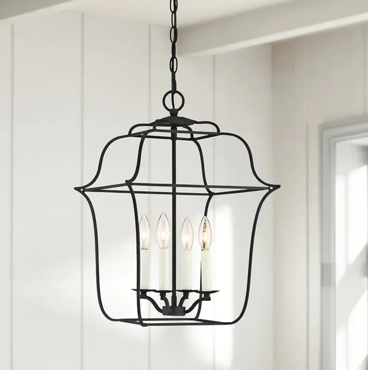 Quoizel Gallery 14" W 4-Light Royal Ebony Cage Chandelier