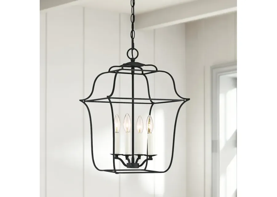 Quoizel Gallery 14" W 4-Light Royal Ebony Cage Chandelier