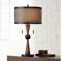 Franklin Iron Works Hunter 29 3/4" Bronze and Cherry Wood Table Lamp