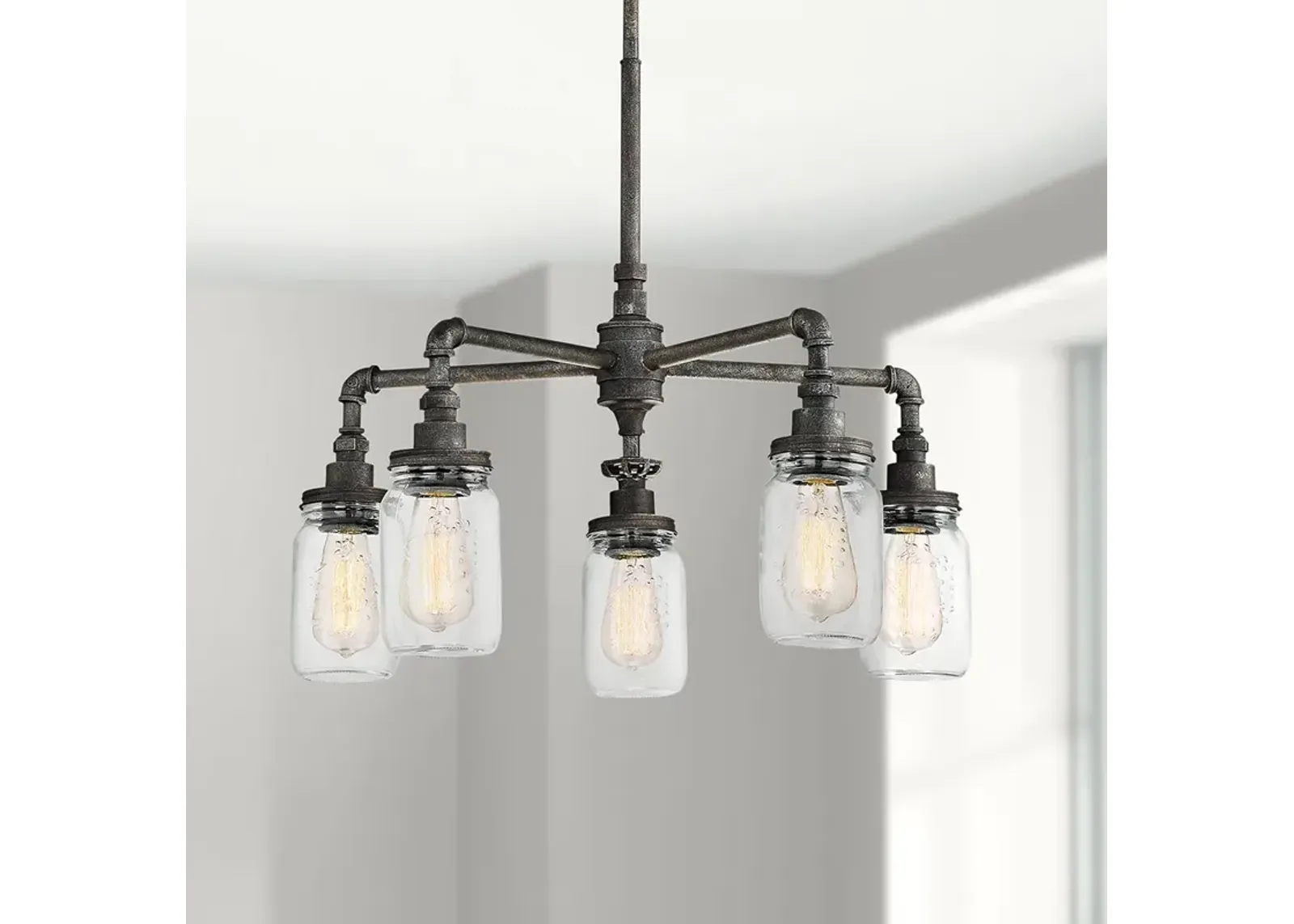 Quoizel Squire 26" Wide Rustic Black 5-Light Chandelier