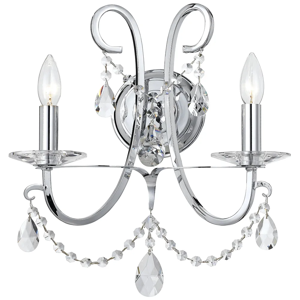 Othello 15 3/4" High Chrome Hand-Cut Crystal Wall Sconce