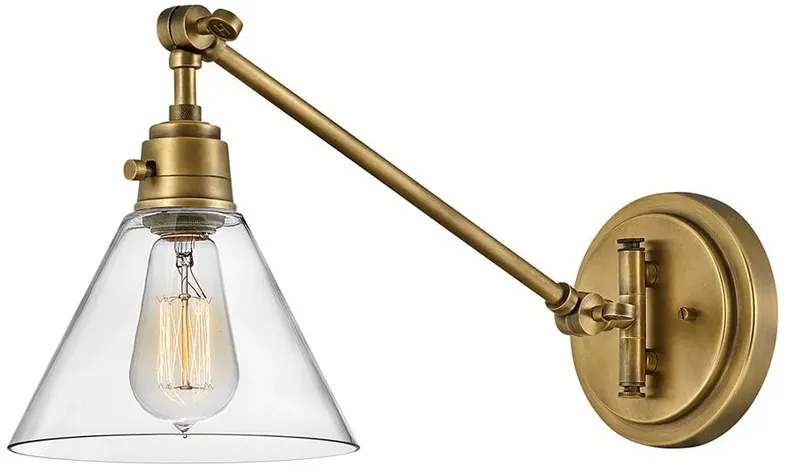 Hinkley Arti 10.25" High Brass and Clear Glass Wall Light