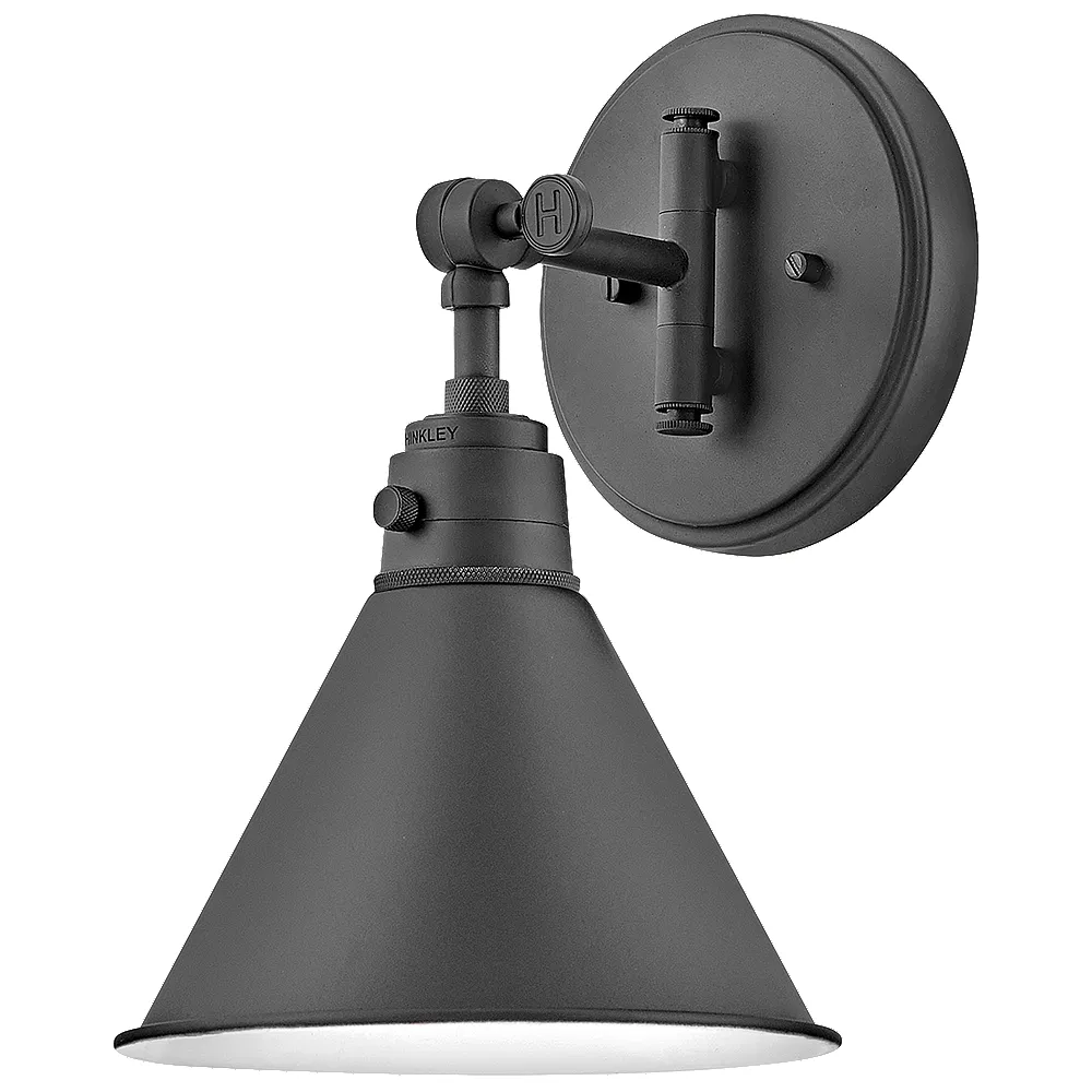 Hinkley Arti 12 1/4"H Black Metal Swing Arm Cone Wall Sconce