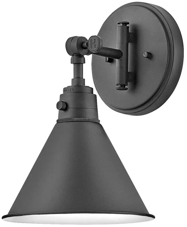 Hinkley Arti 12 1/4"H Black Metal Swing Arm Cone Wall Sconce