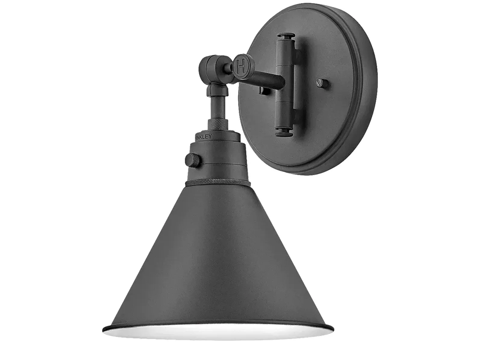 Hinkley Arti 12 1/4"H Black Metal Swing Arm Cone Wall Sconce