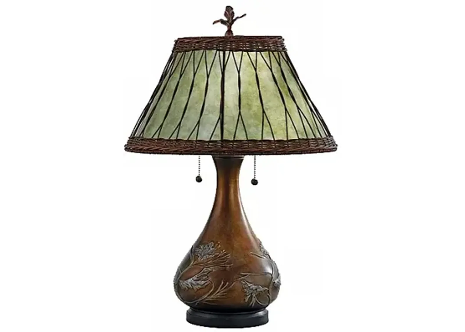 Quoizel Americana 25" Embossed Pine Branch Green Mica Shade Table Lamp