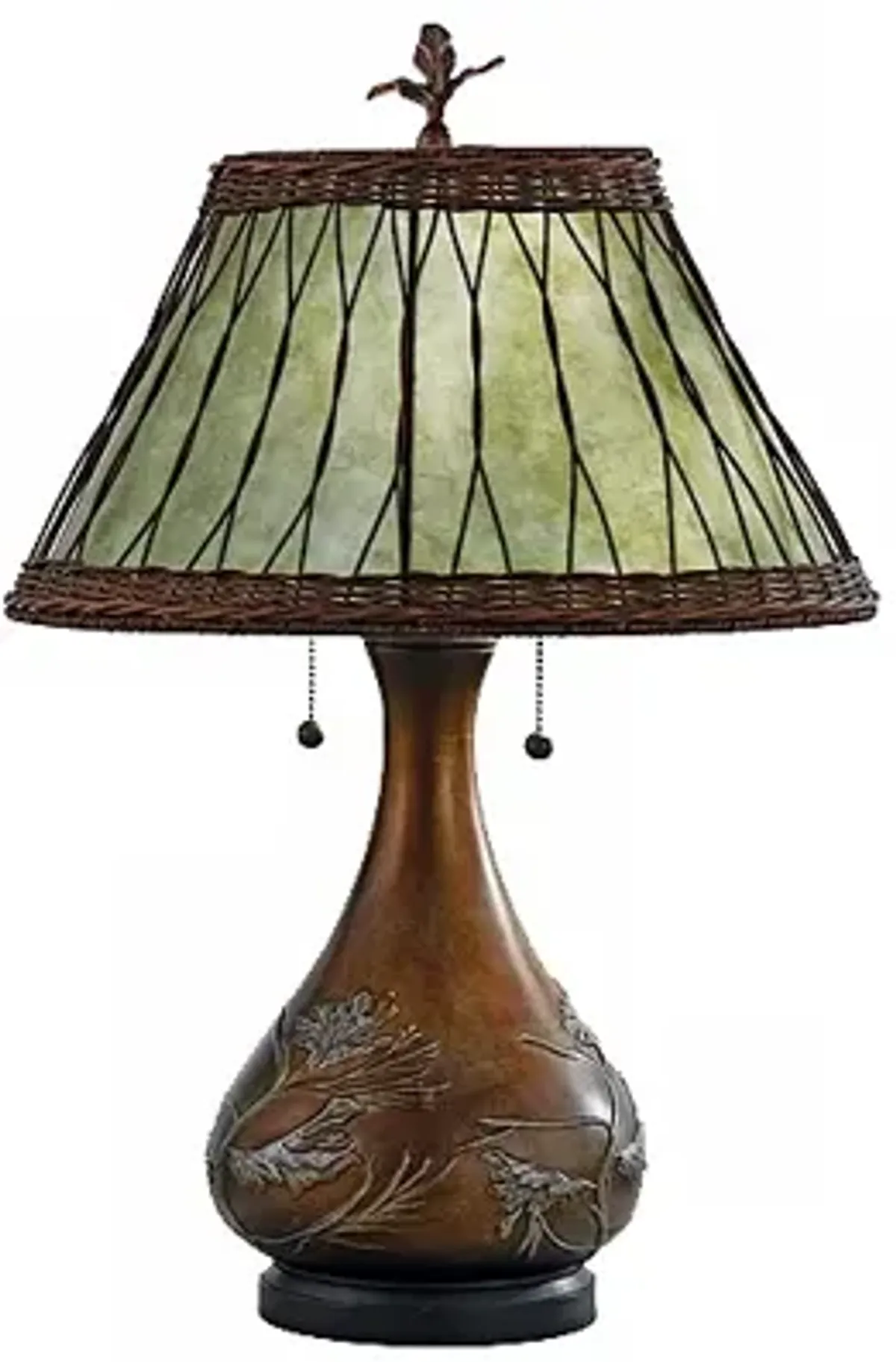 Quoizel Americana 25" Embossed Pine Branch Green Mica Shade Table Lamp