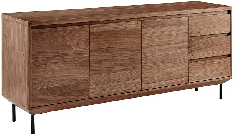 Saga 63" Wide American Walnut Veneer Wood 3-Drawer Sideboard