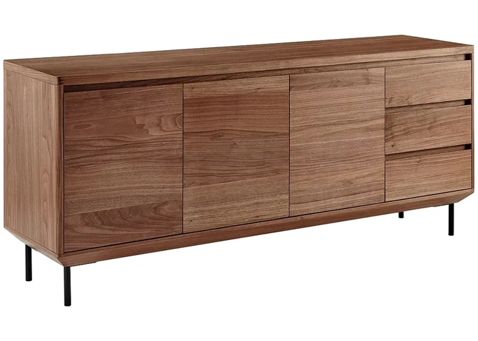 Saga 63" Wide American Walnut Veneer Wood 3-Drawer Sideboard