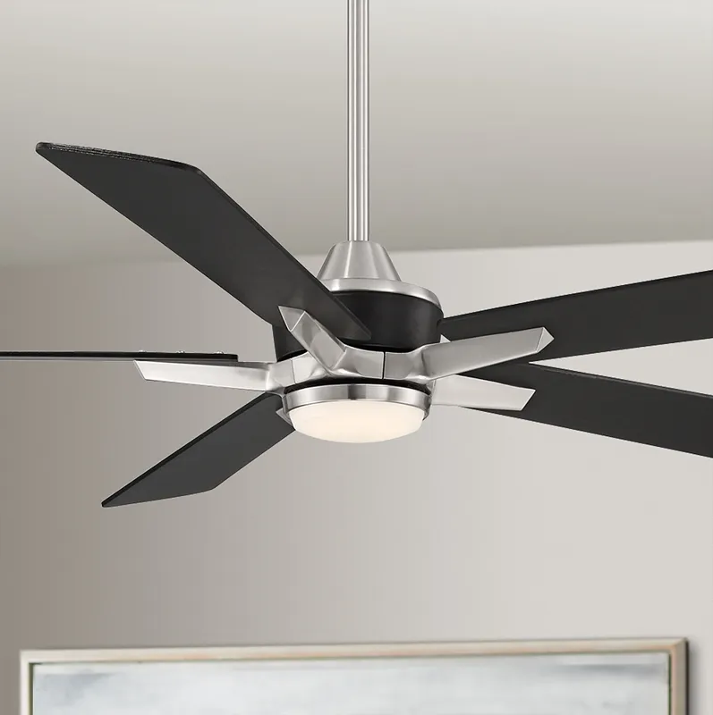 52" Casa Vieja Vegas Nights Brushed Nickel LED Ceiling Fan with Remote