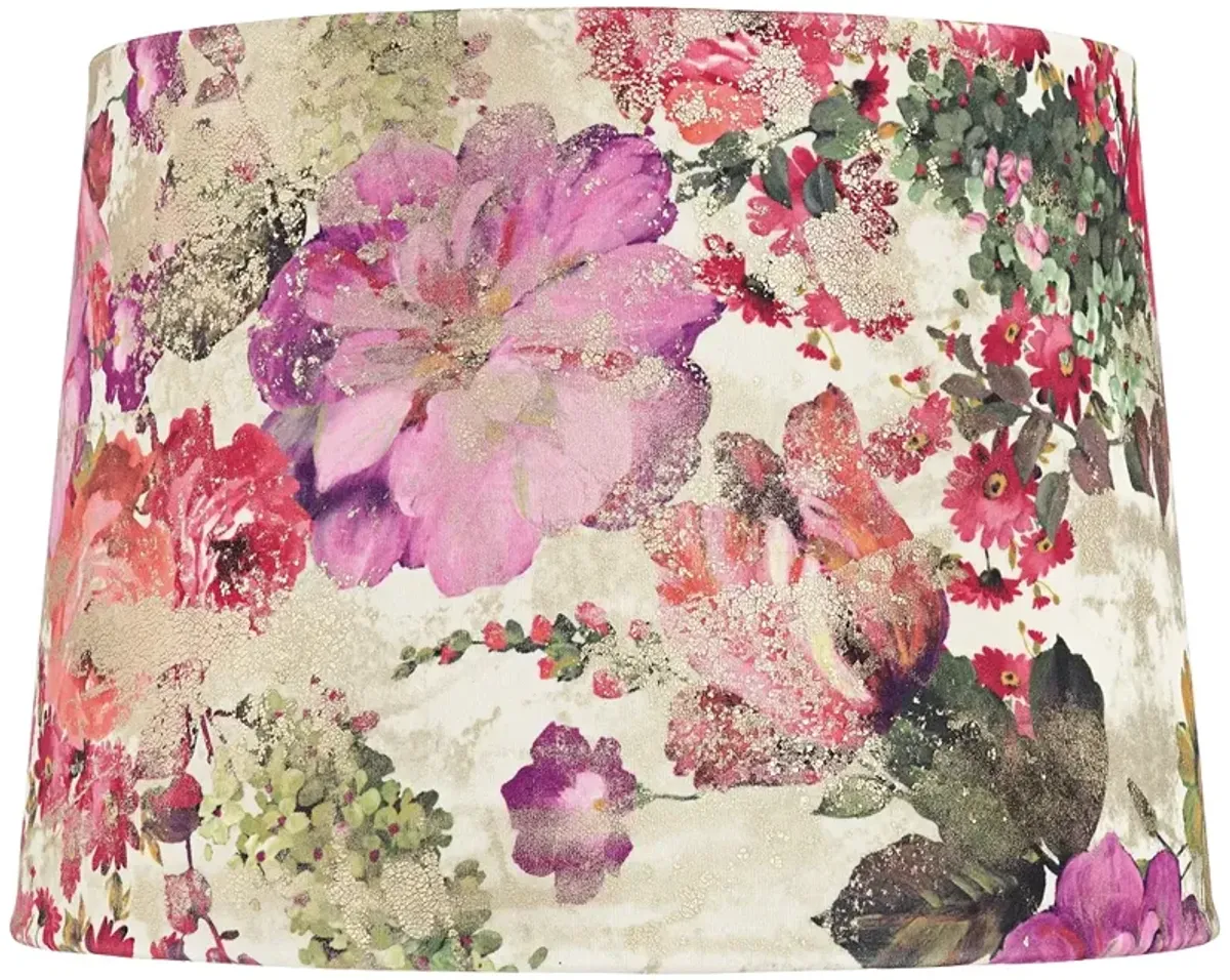 Springcrest Lindy Cream Floral Velvet Drum Lamp Shade 13x15x11 (Spider)