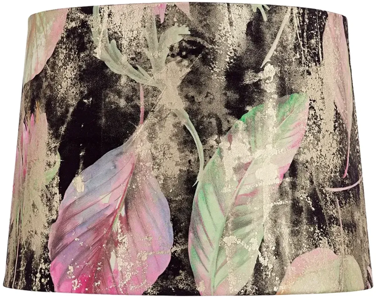Springcrest Lindy Black Leaf Melange Velvet Drum Shade 13x15x11 (Spider)