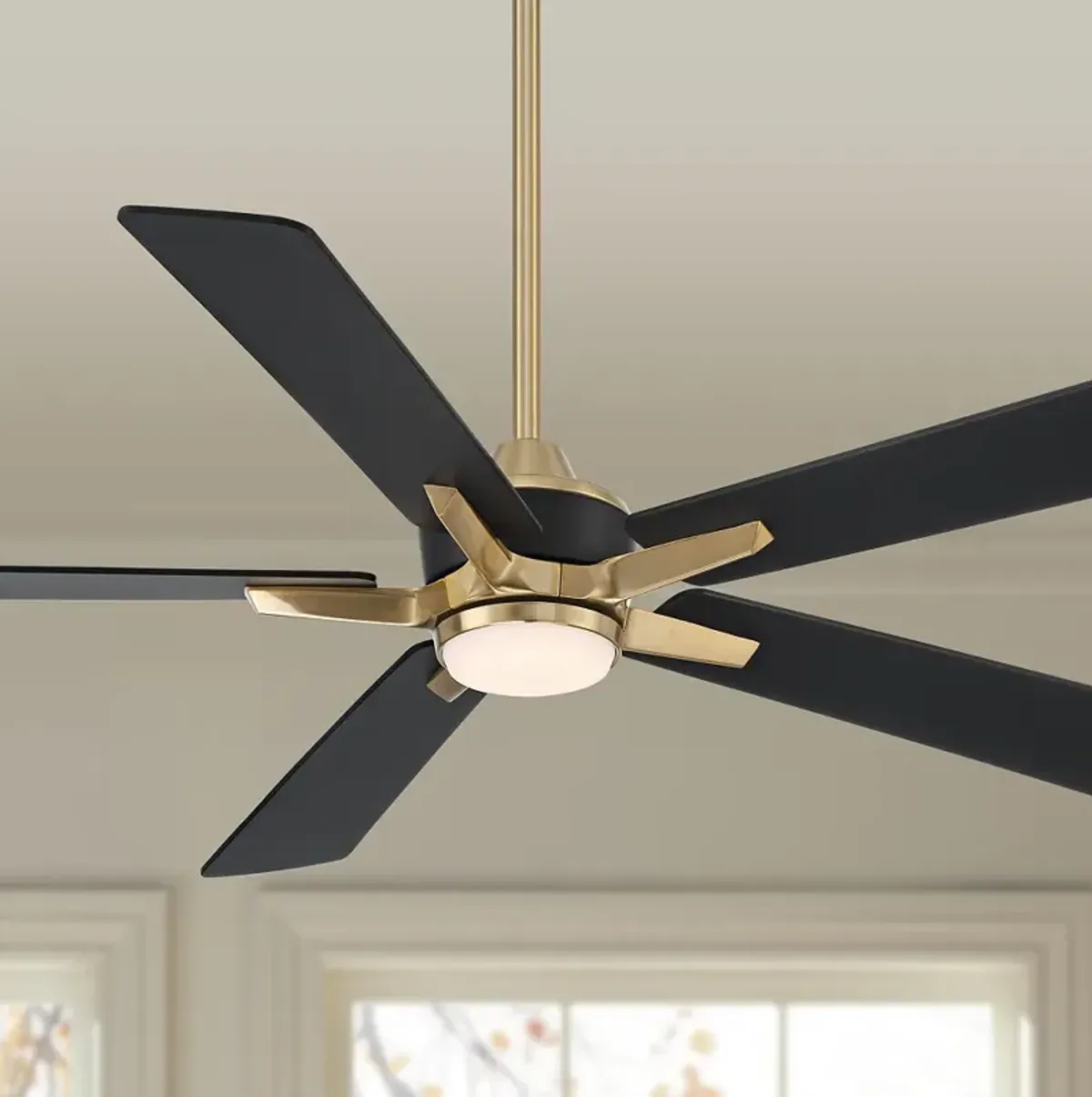 52" Casa Vieja Vegas Nights Soft Brass Black LED Remote Ceiling Fan