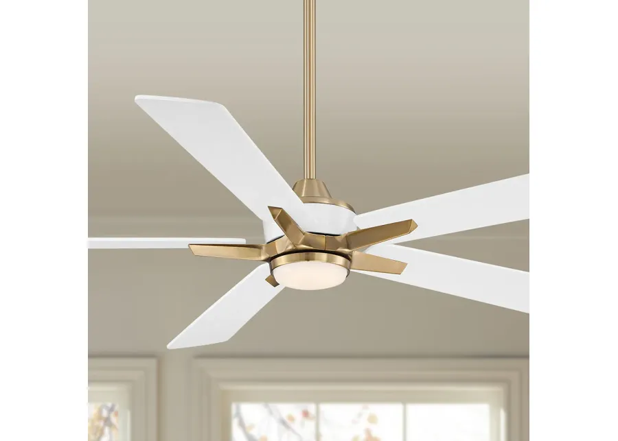 52" Casa Vieja Vegas Nights Soft Brass White LED Remote Ceiling Fan