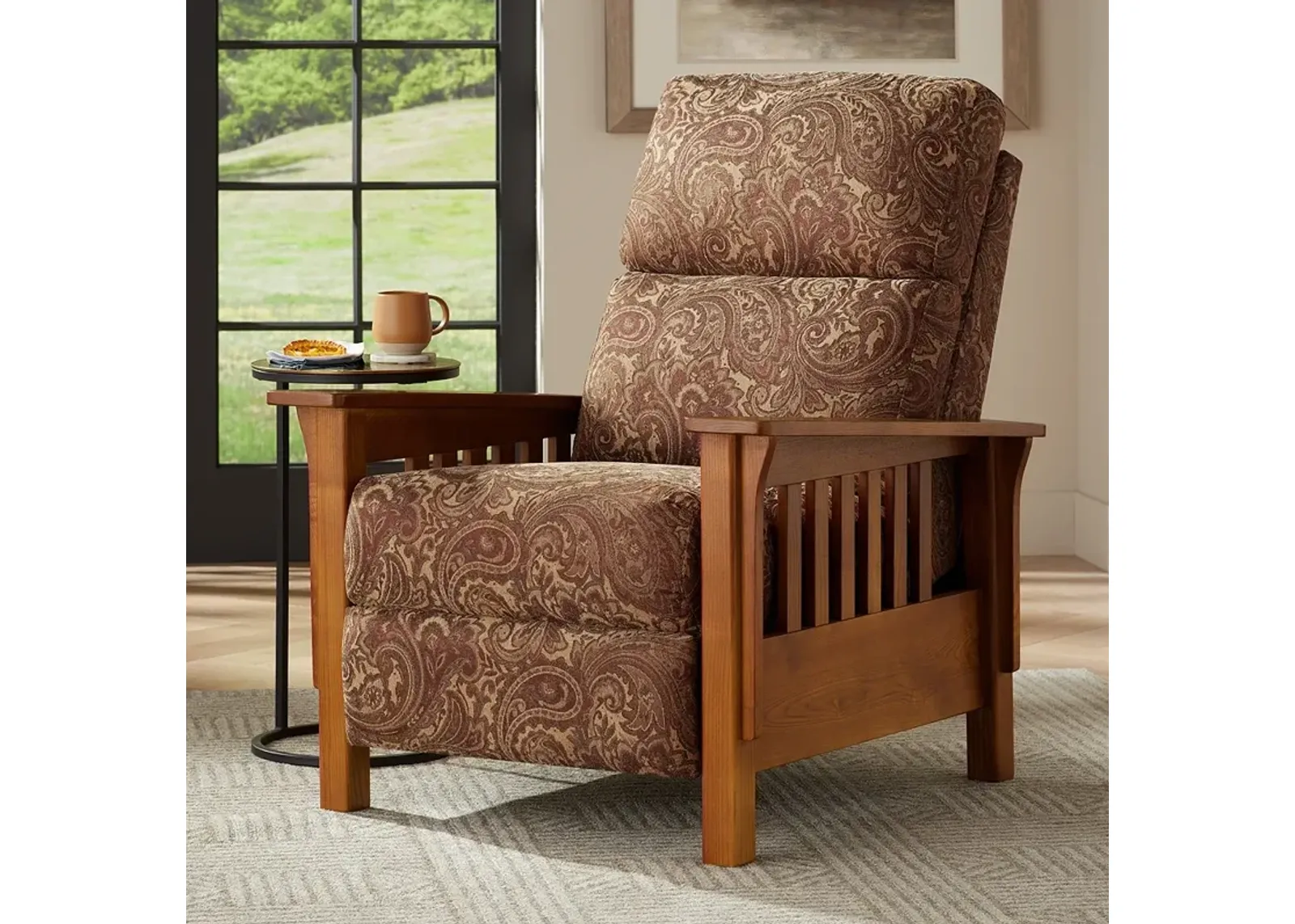 Evan Brass Renaissance Fabric 3-Way Recliner Chair