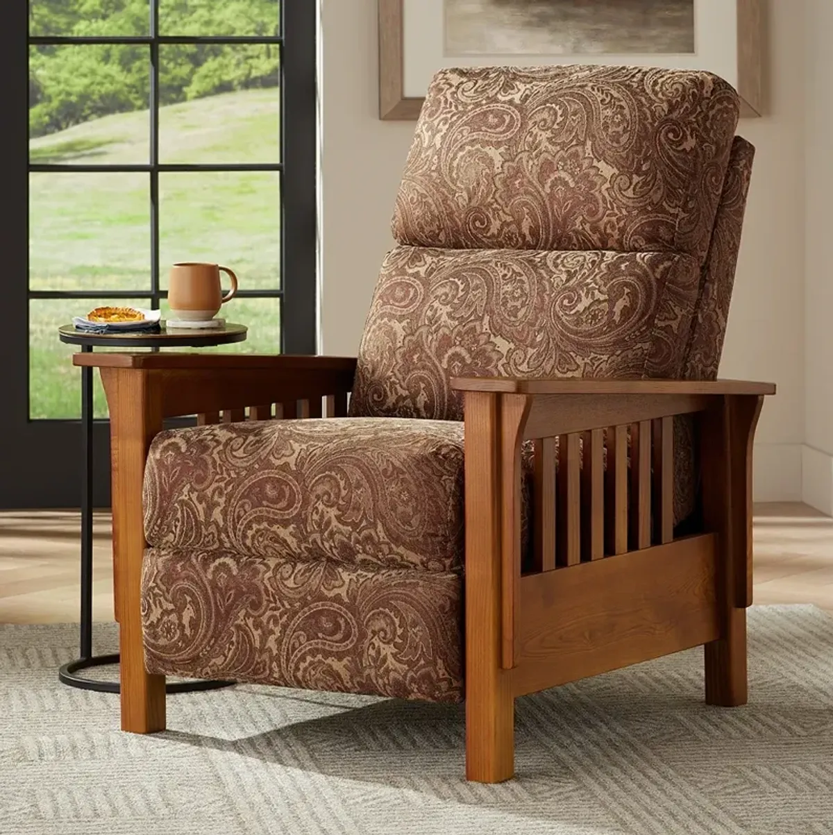 Evan Brass Renaissance Fabric 3-Way Recliner Chair