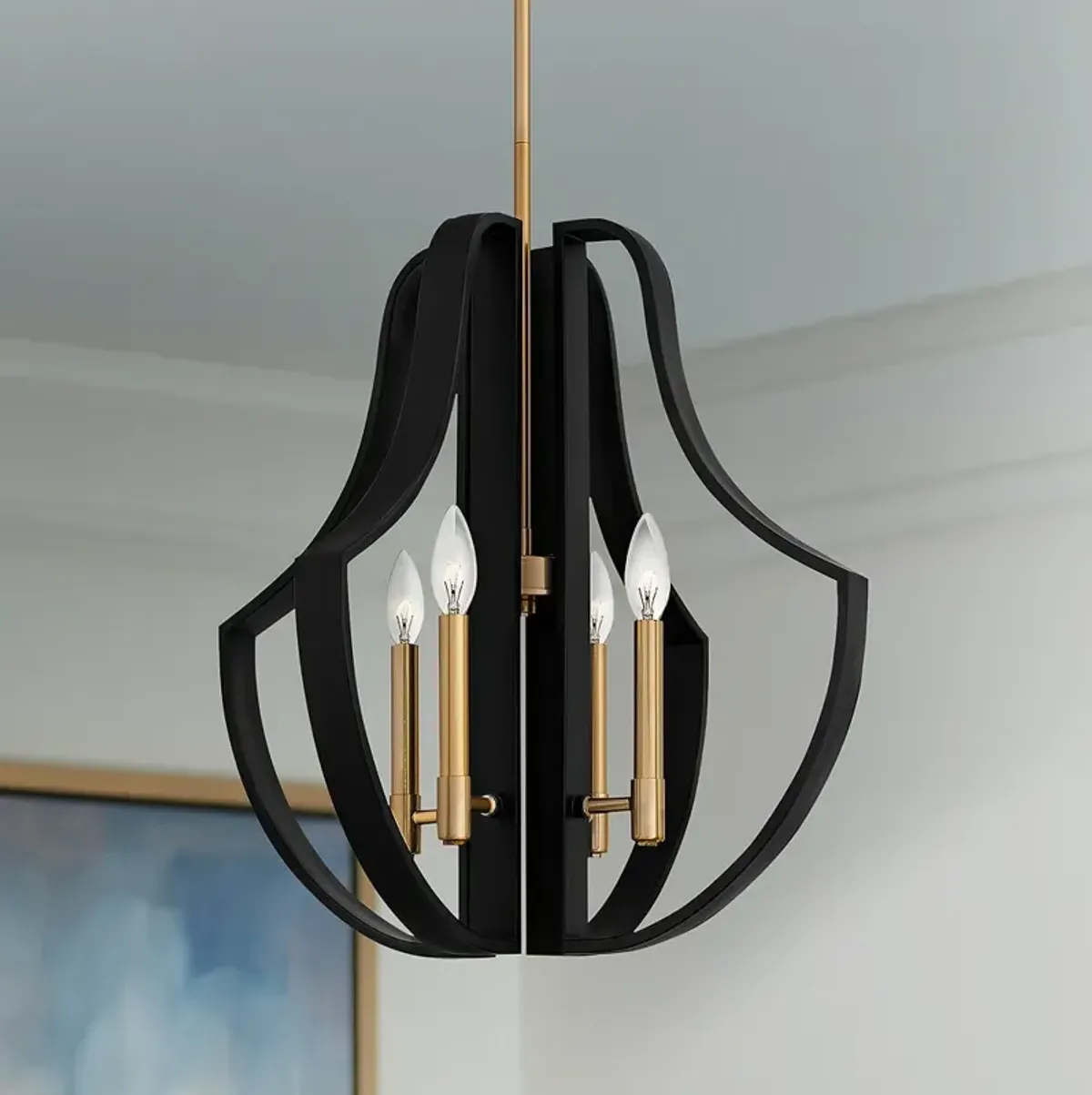 Quoizel Talia 22" Wide 4-Light Matte Black Pendant Light