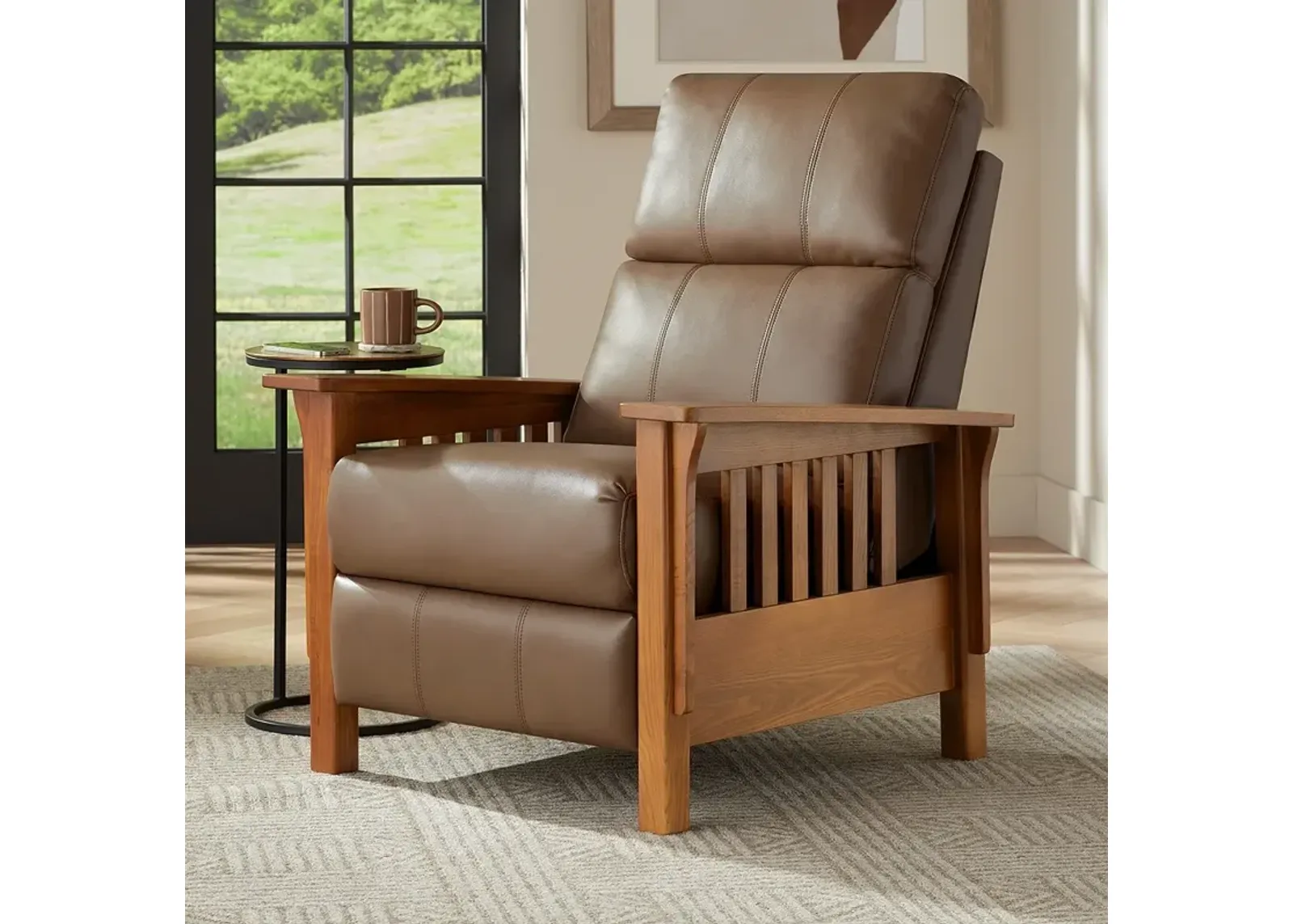 Evan Jamestown Sand Faux Leather 3-Way Recliner Chair