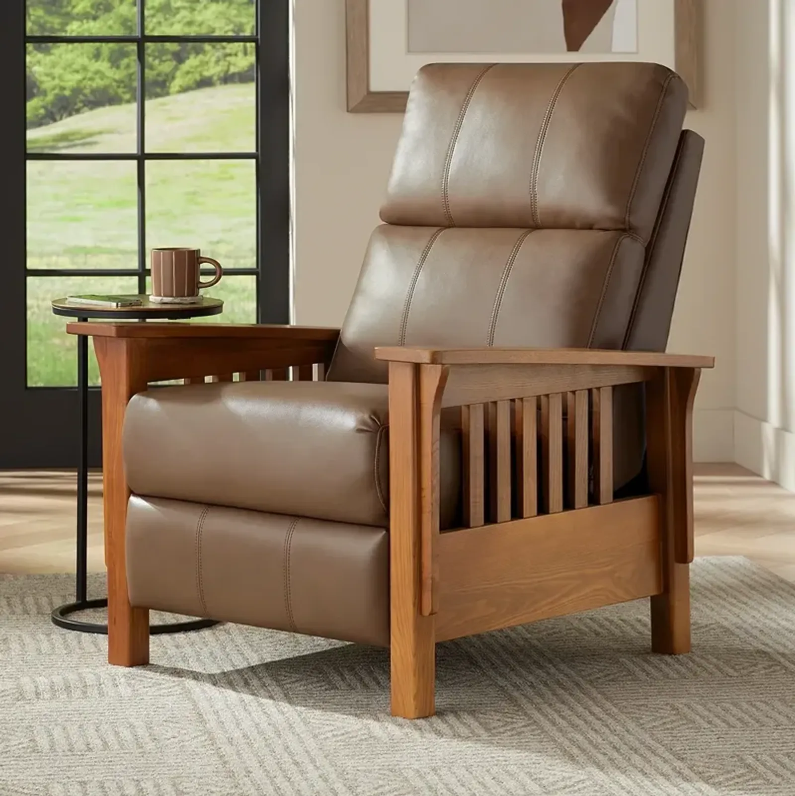 Evan Jamestown Sand Faux Leather 3-Way Recliner Chair