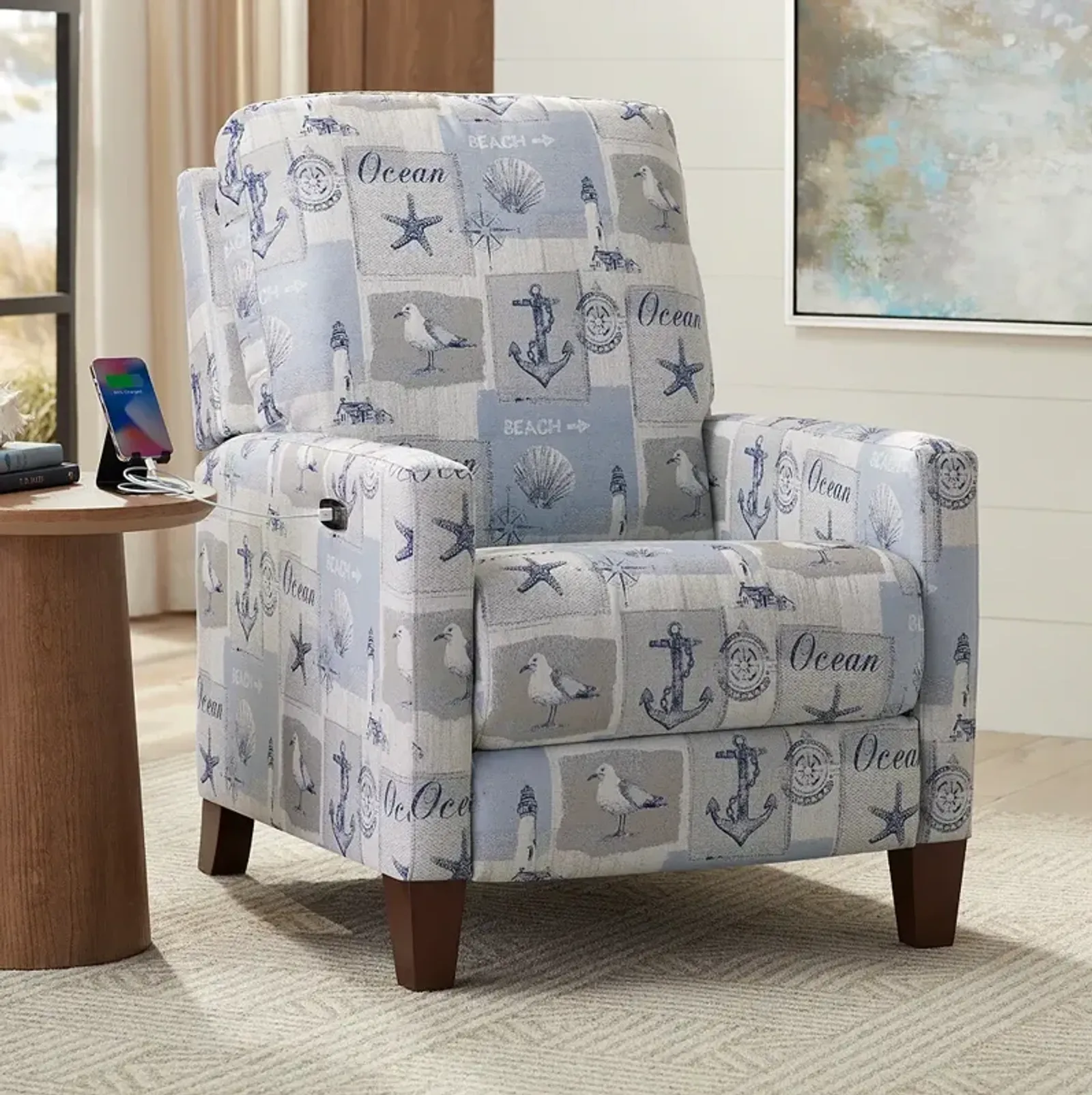 Gulls Point Sky Upholstered Fabric 3-Way Power Recliner Chair