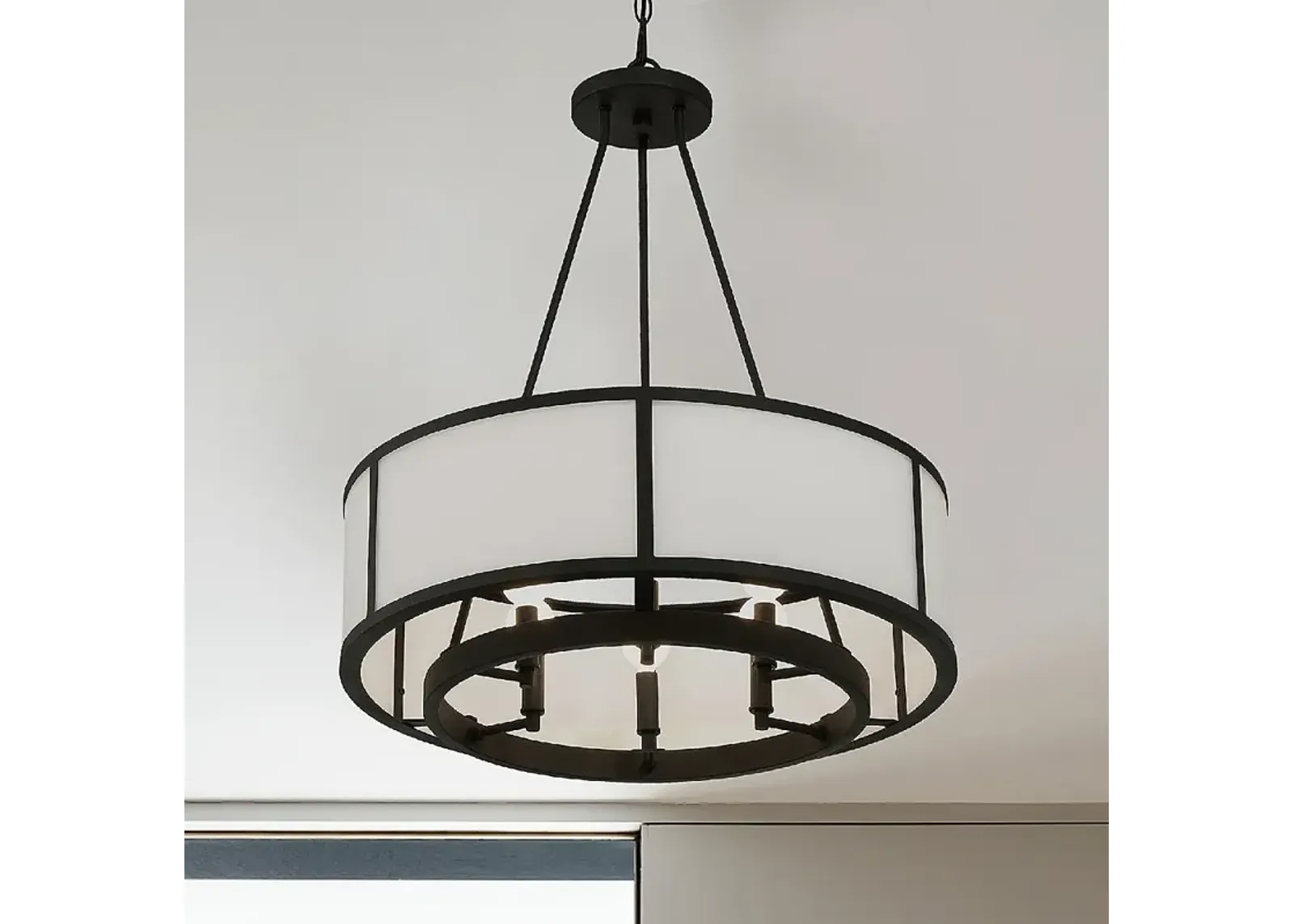 Crystorama Bryant 24"W Black Forged 6-Light Drum Chandelier