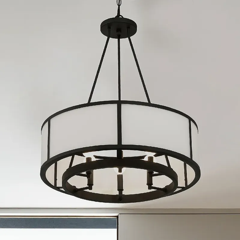 Crystorama Bryant 24"W Black Forged 6-Light Drum Chandelier