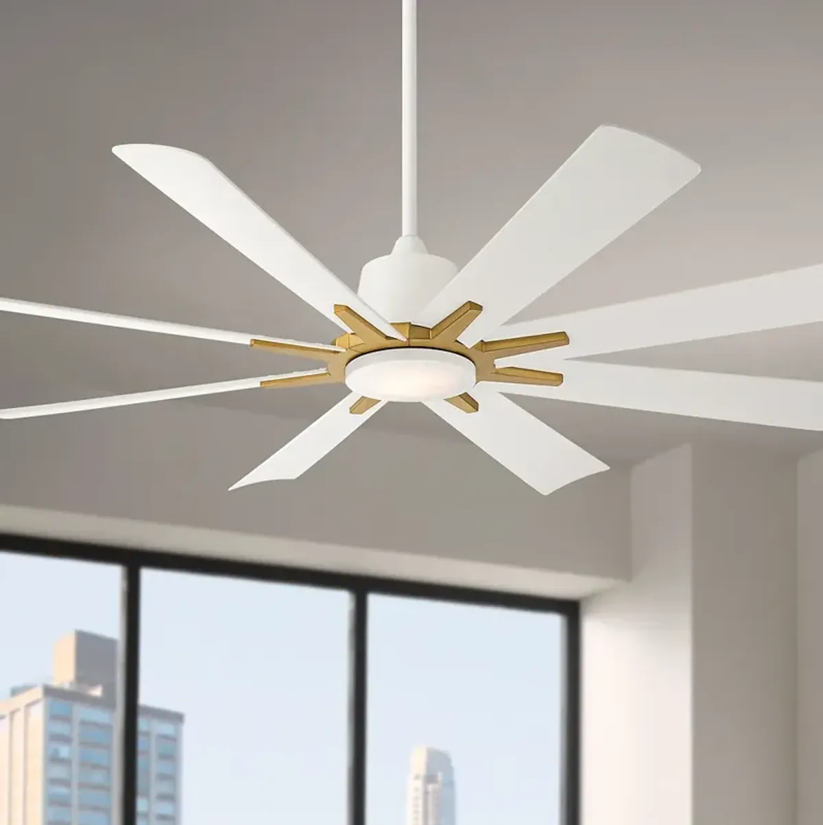 54" Casa Vieja Inspirit Matte White LED Damp Remote Ceiling Fan