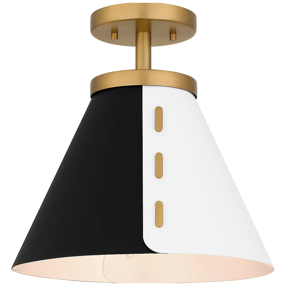 Trette 1-Light Brushed Weathered Brass Semi-Flush Mount Light