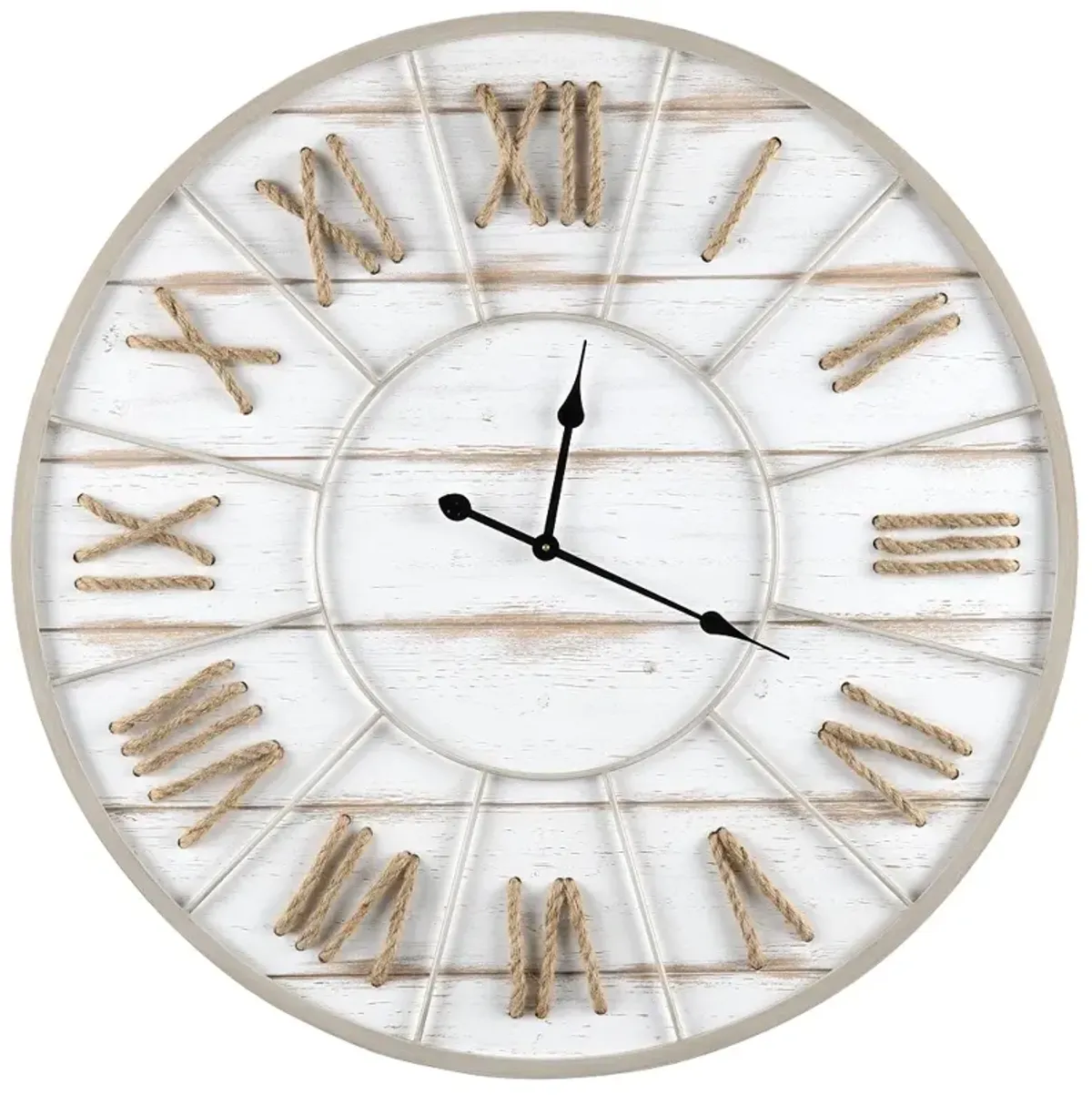 Nautical Time White-Washed 36" Round Wall Clock