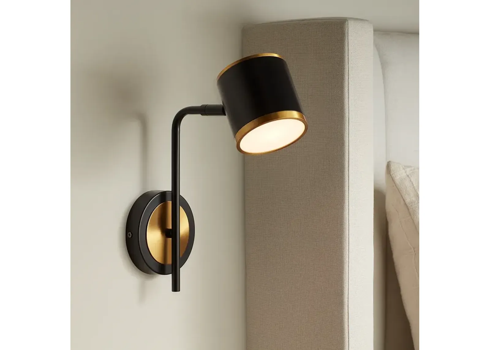 Possini Euro Corbeau 11 1/2" High Black and Gold LED Wall Sconce