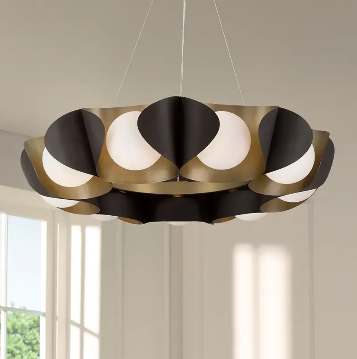 Minka-Lavery Flare 9-Light 34.25-in Dark Bronze and Brass Indoor Pendant