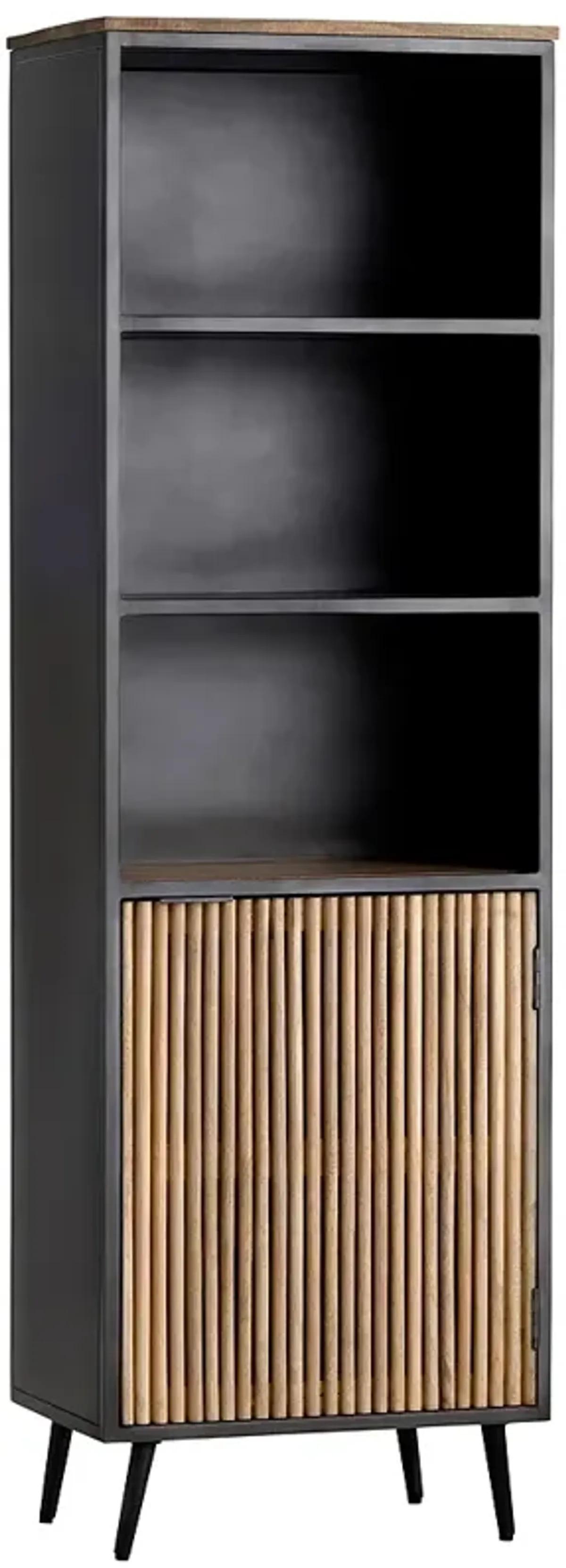 Donovan 24" Wide Black and Brown 1-Door 3-Shelf Etagere