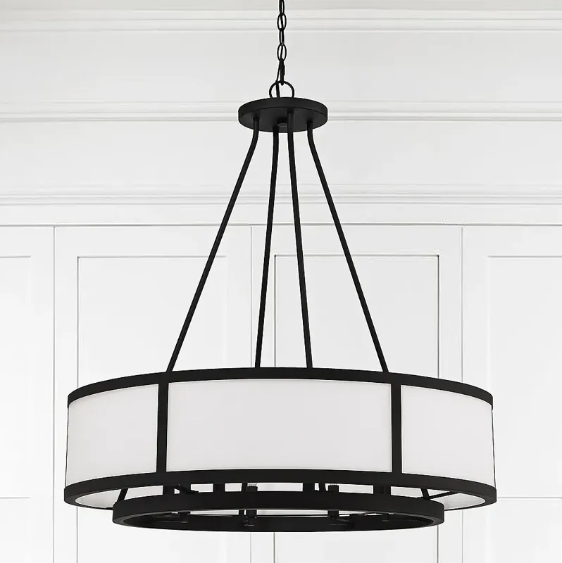 Crystorama Bryant 32"W Black Forged 8-Light Drum Chandelier