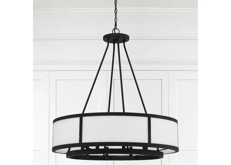 Crystorama Bryant 32"W Black Forged 8-Light Drum Chandelier