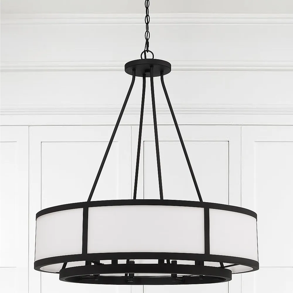 Crystorama Bryant 32"W Black Forged 8-Light Drum Chandelier