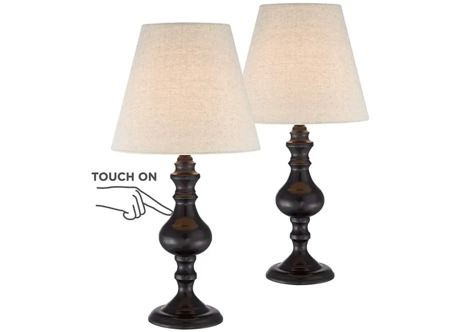 Regency Hill Ted 18 1/2" Bronze Finish Touch Accent Lamps Set of 2