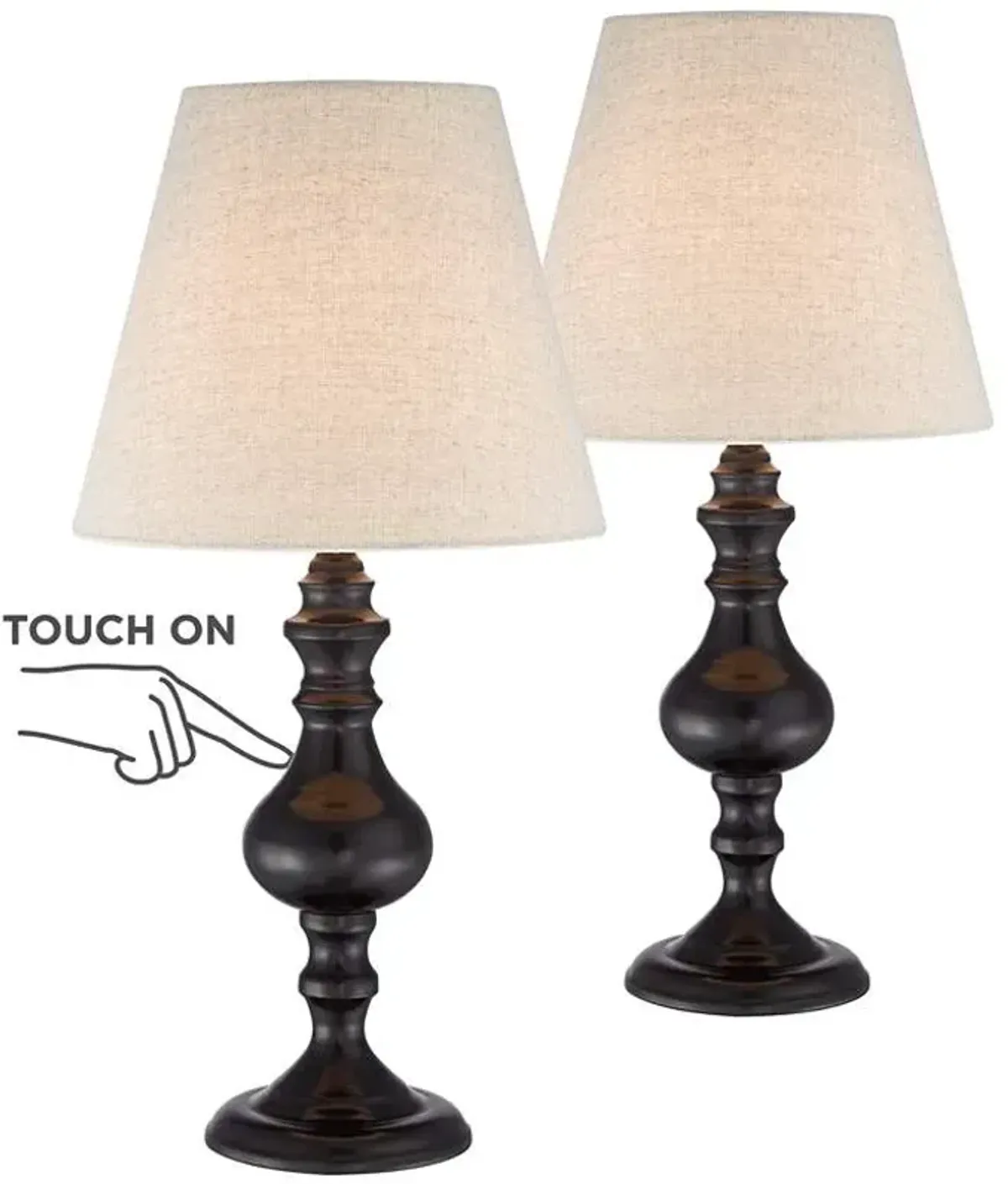 Regency Hill Ted 18 1/2" Bronze Finish Touch Accent Lamps Set of 2
