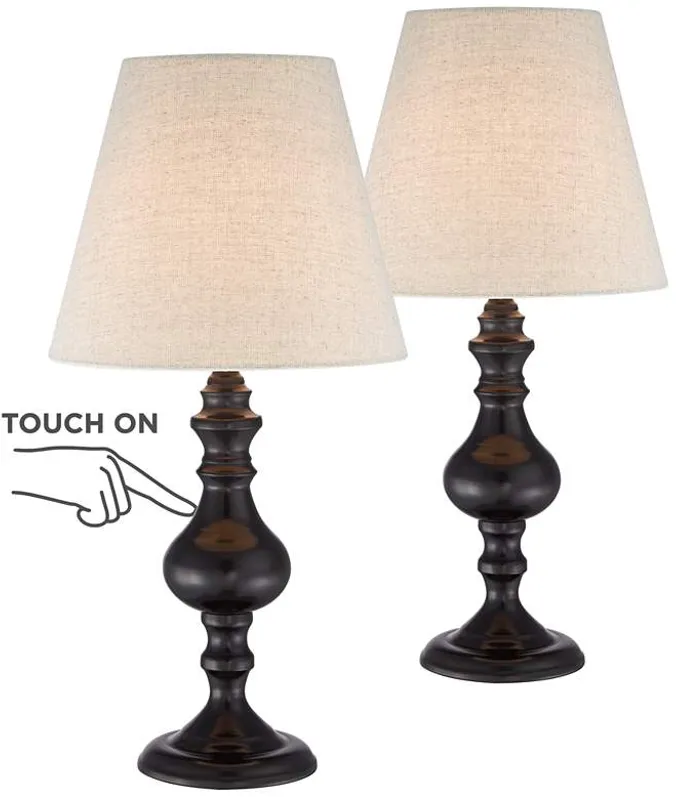 Regency Hill Ted 18 1/2" Dark Bronze Touch Accent Lamps Set of 2