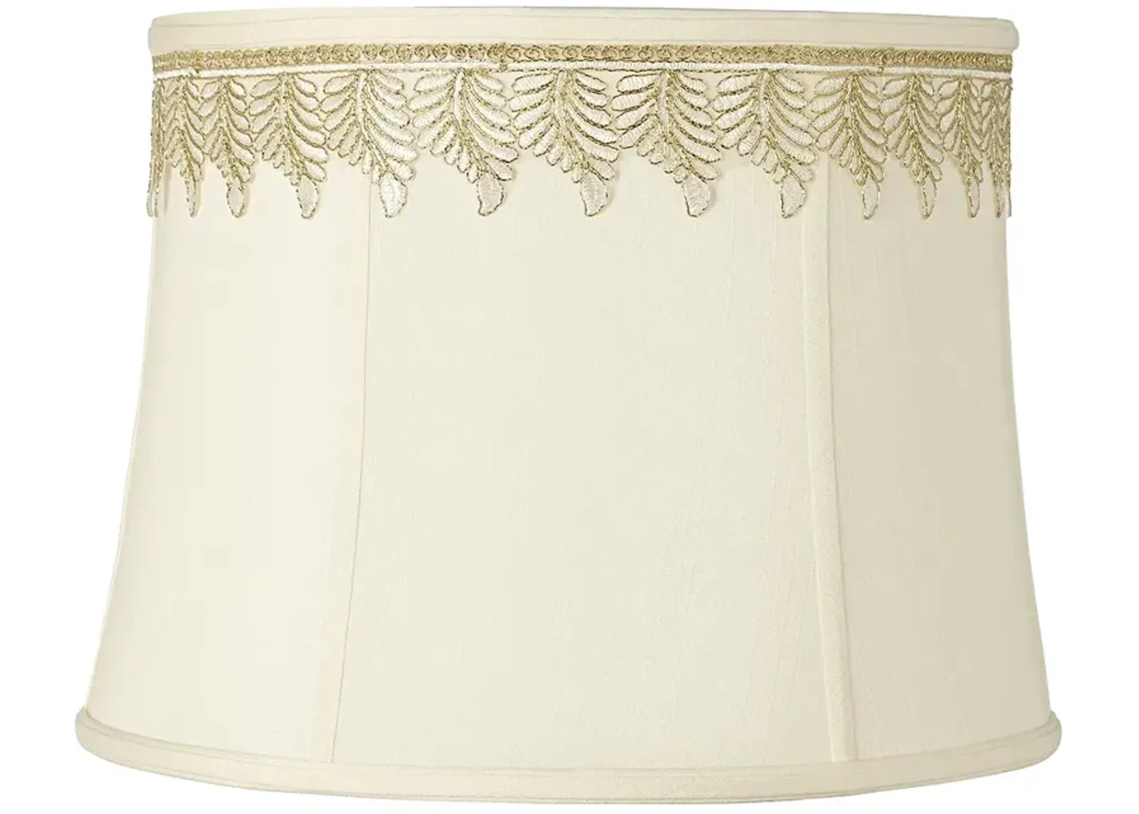 Drum Shade with Embroidered Leaf Trim 14x16x12 (Spider)