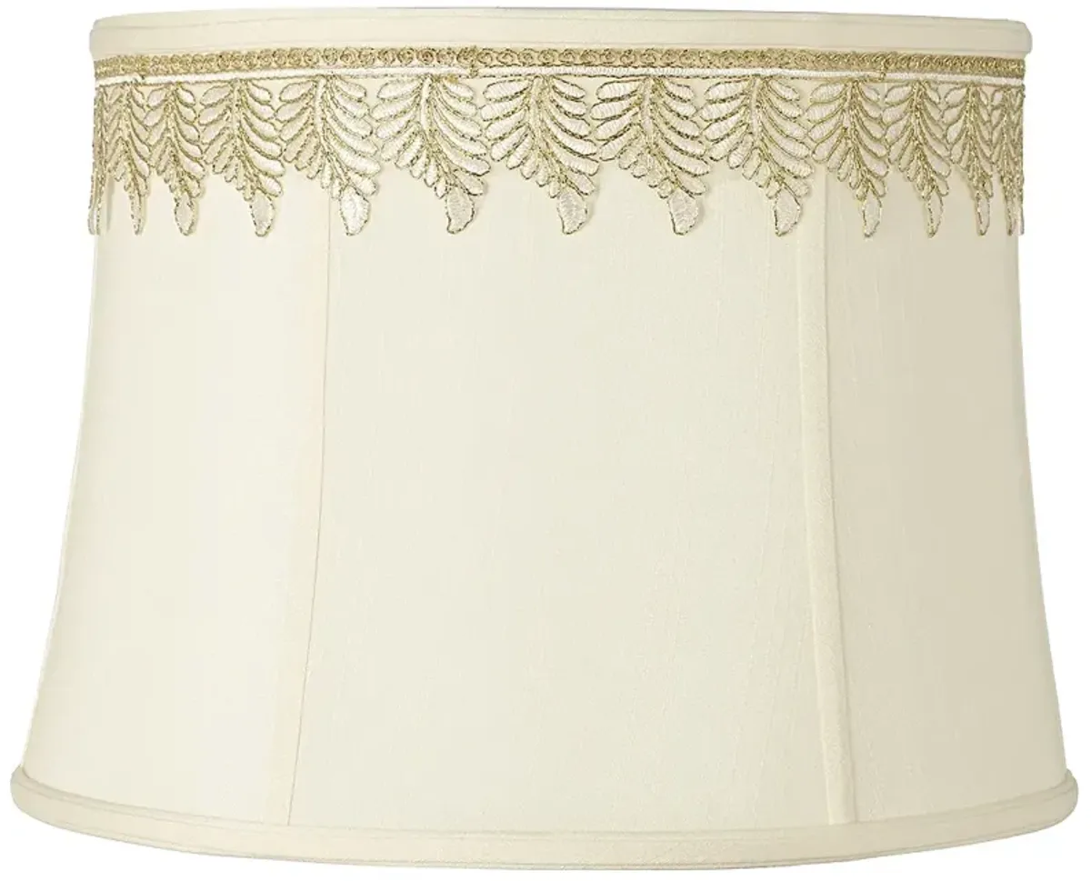 Drum Shade with Embroidered Leaf Trim 14x16x12 (Spider)