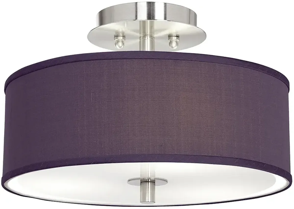 Possini Euro Eggplant Faux Silk 14" Wide Ceiling Light