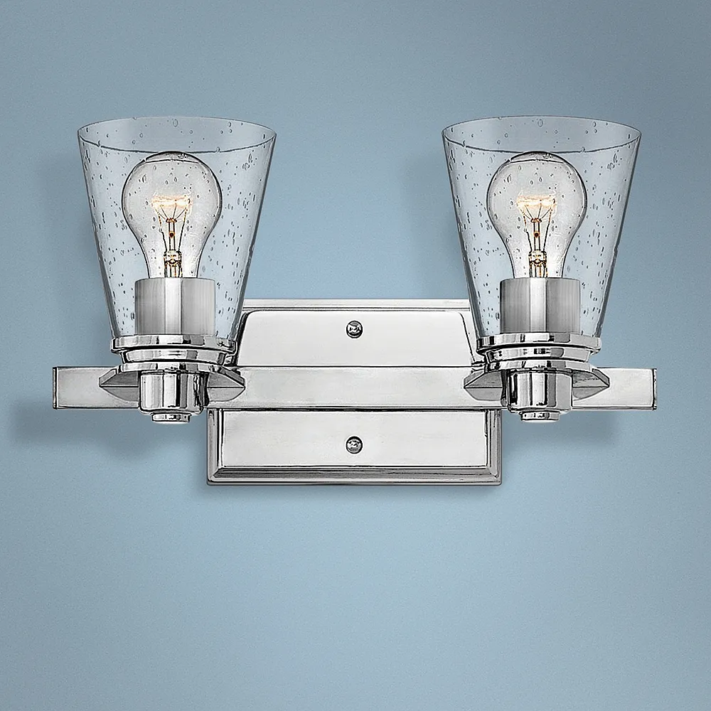 Hinkley Avon 8" High Seeded Glass and Chrome 2-Light Wall Sconce